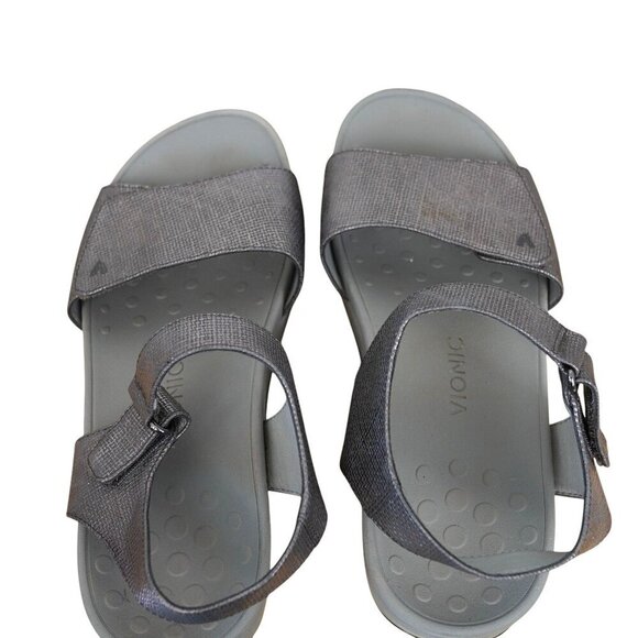 Vionic Pacific Raz Silver Sandals Womens Size 10 Comfortable Hook & Loop Closure - Picture 8 of 8